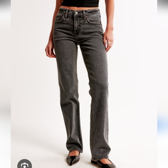 Abercrombie & Fitch Denim - A&F | 90s Straight Mid Rise Jeans in Washed Black| Sz 31| Grunge, Normcore, 90s